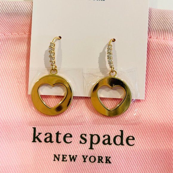 Kate Spade New York Heart Symbol Drop/ Dangle Earrings Gold Plated - Picture 1 of 13